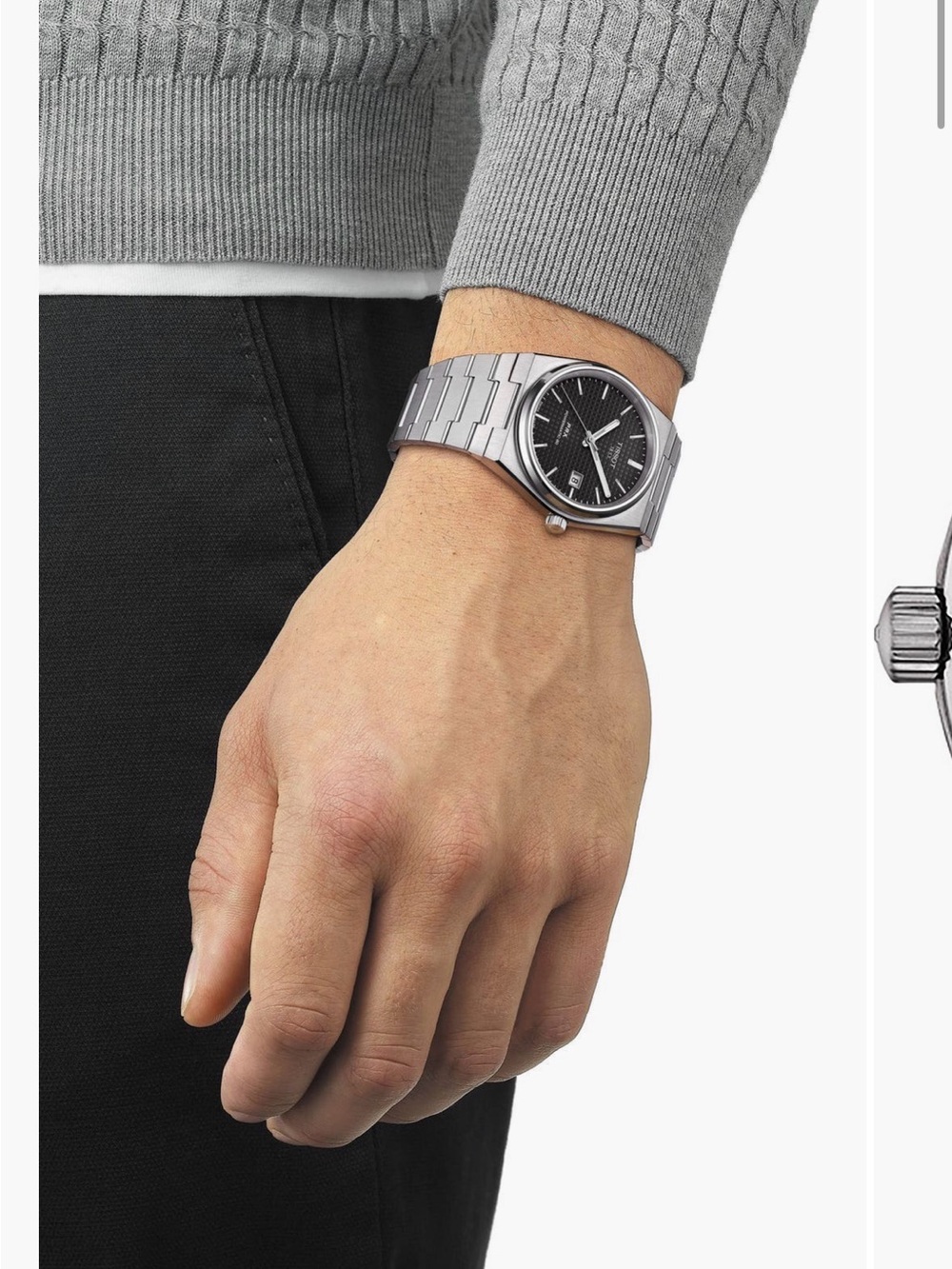 Tissot Silver Stainless Steel Watch with Black Dial
